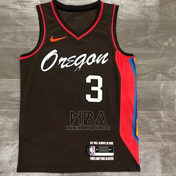 Camiseta Portland Trail Blazers CJ McCollum NO 3 Ciudad 2020-21 Marron